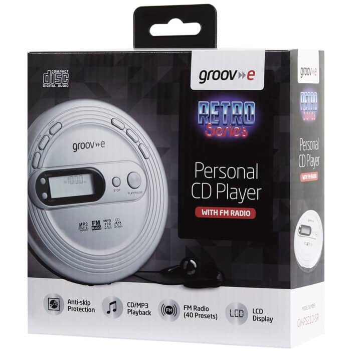 Groov-e GVPS210/SR Retro Series Personal CD Player with FM Radio - Silver - Image 3