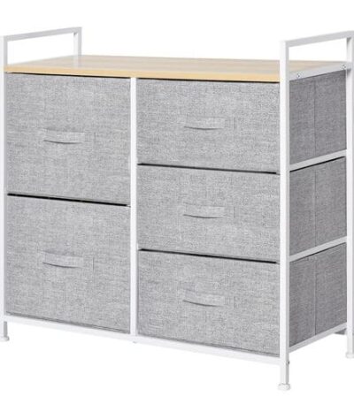 Homcom 5 Drawer Linen Basket Storage Unit Home Organisation w/ Shelf Handles
