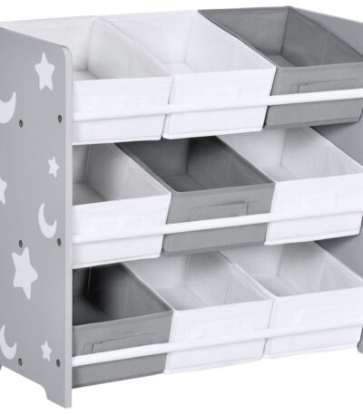 ZONEKIZ Storage Unit w/ 9 Removable Storage Baskets for Nursery Playroom - Grey
