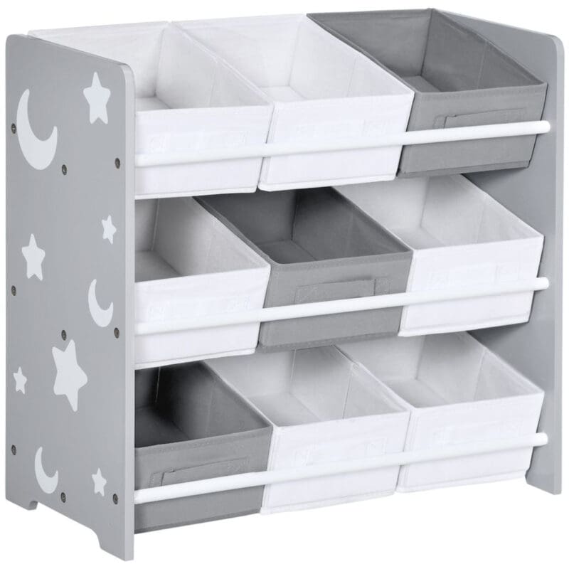 Zonekiz Storage Unit W 9 Removable Storage Baskets for Nursery Playroom   Grey