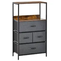 Homcom 4 Drawer Storage Chest Unit Home w/ Shelves Home Living Room Bedroom Black