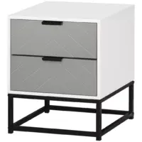 Homcom Bedside Cabinet with Metal Base and 2 Drawer Storage for Home Office