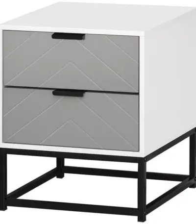 Homcom Bedside Cabinet with Metal Base and 2 Drawer Storage for Home Office