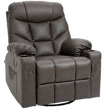 Homcom PU Leather Manual Recliner Chair, Recliner Armchair for Living Room, Brown