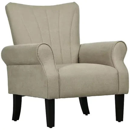 Homcom Armchair, Upholstered Modern Accent Chair with Wood Legs, Beige