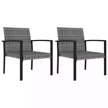 vidaXL Garden Dining Chairs 2 pcs Poly Rattan Grey