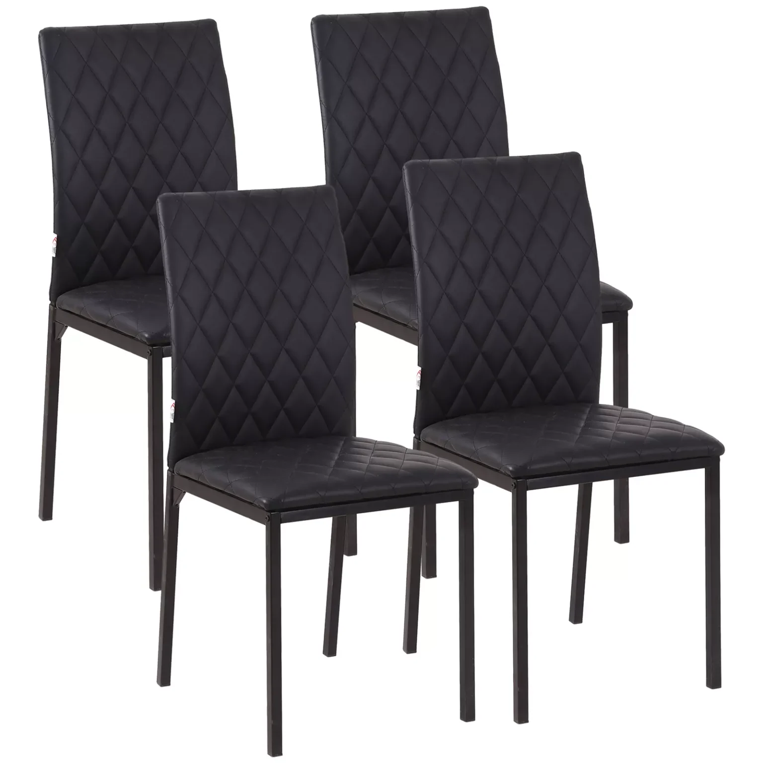 Homcom Dining Chairs Faux Leather Accent Chairs for Kitchen Set of 4 Black