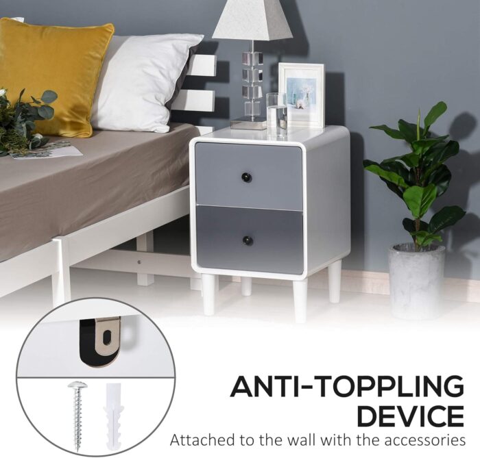 Homcom Side Cabinet Nightstand Home Organizer: Elegant Espresso Finish - Image 8