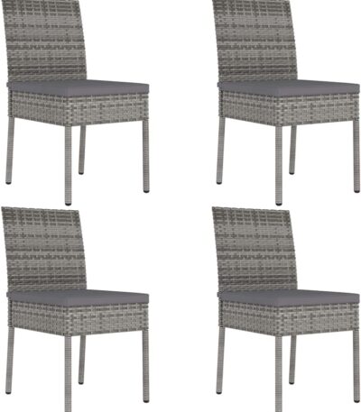 vidaXL Garden Dining Chairs 4 pcs Poly Rattan Grey