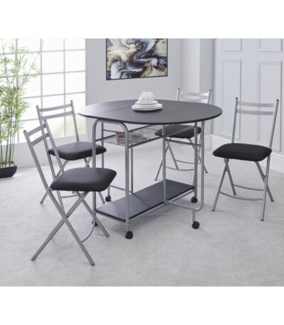 Greenhurst Stowaway 4 seat dining set - black / silver