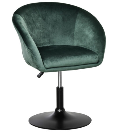 Green HOMCOM swivel bar stool with plush fabric and modern tub seat design.