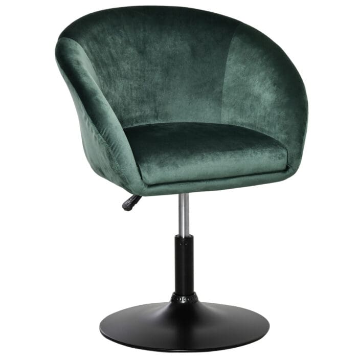 Green Homcom Swivel Bar Stool with Plush Fabric and Modern Tub Seat Design