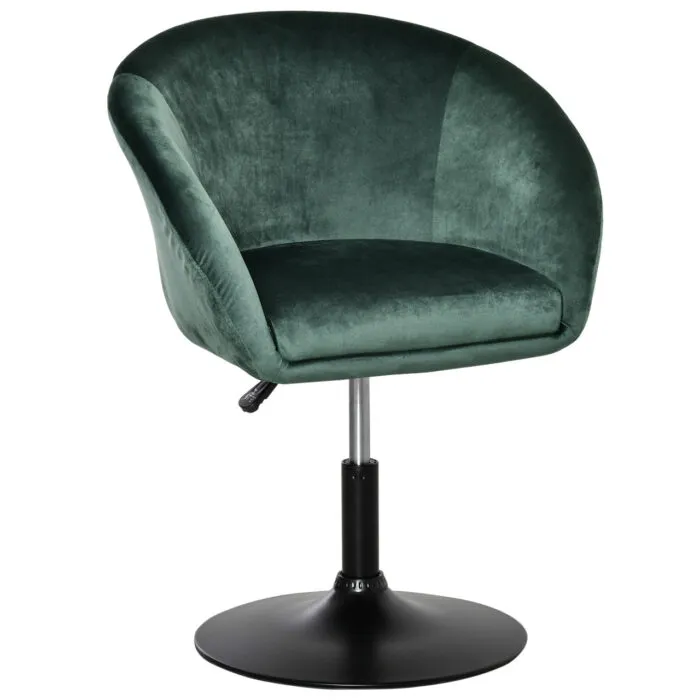 Green Homcom Swivel Bar Stool with Plush Fabric and Modern Tub Seat Design
