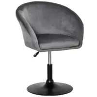 HOMCOM grey fabric swivel bar stool with plush seat and modern curved backrest on a black pedestal base.
