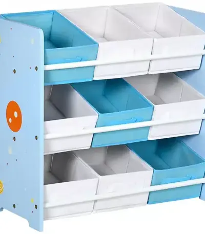 ZONEKIZ Storage Unit W/9 Removable Storage Baskets for Nursery Playroom - Blue