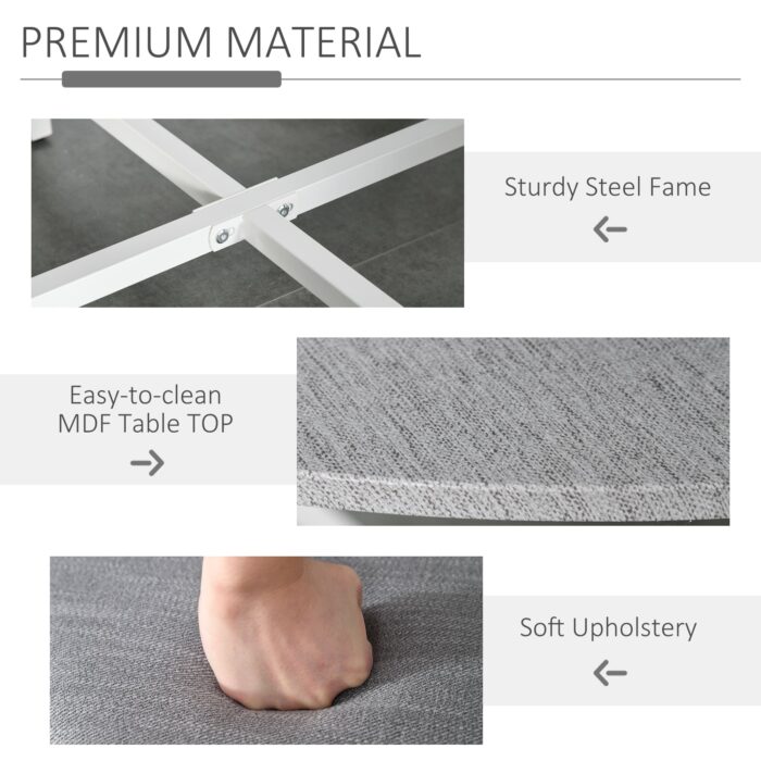 Homcom Modern Round Dining Table Set with 4 Upholstered Stools for Dining Room - Image 6