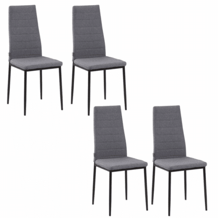 Homcom High Back Dining Chairs Upholstered Linen-Touch Fabric Accent Chairs Set of 4