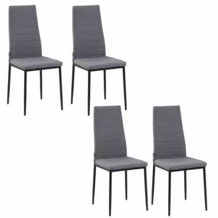 Homcom High Back Dining Chairs Upholstered Linen-Touch Fabric Accent Chairs Set of 4