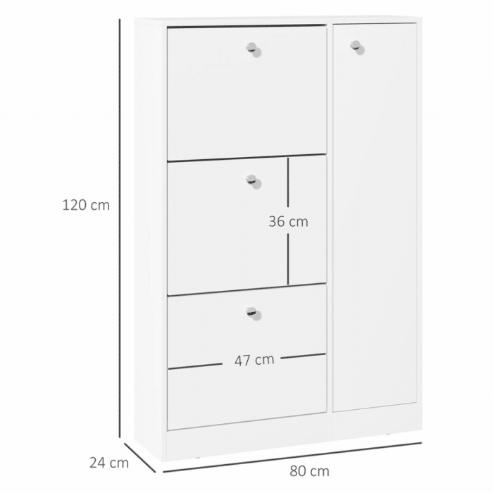 Homcom 4 Compartment Shoe Storage Cabinet w/ Shelves Footwear Home Office Hallway - Image 3