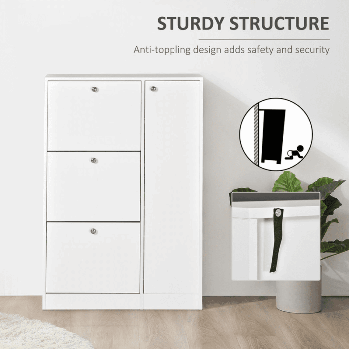 Homcom 4 Compartment Shoe Storage Cabinet w/ Shelves Footwear Home Office Hallway - Image 6