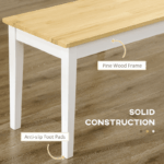 Wooden Bench Indoors Seating for Kitchen Pine Wood Frame with Anti slip Foot Pads Natural Effect