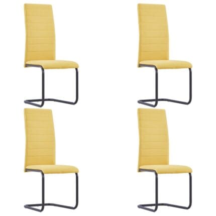 vidaXL Cantilever Dining Chairs 4 pcs Yellow Fabric: Modern Comfort