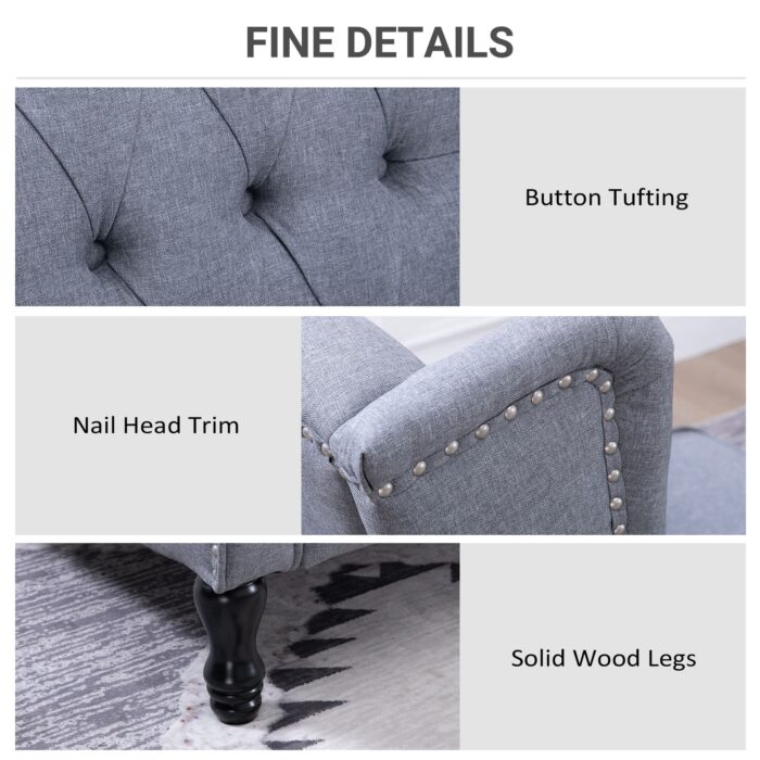 Homcom Recliner Armchair for Living Room Fabric Reclining Chair w/ Footrest Light Grey - Image 6