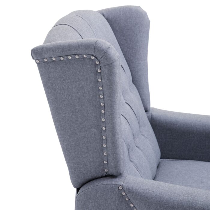 Homcom Recliner Armchair for Living Room Fabric Reclining Chair w/ Footrest Light Grey - Image 7