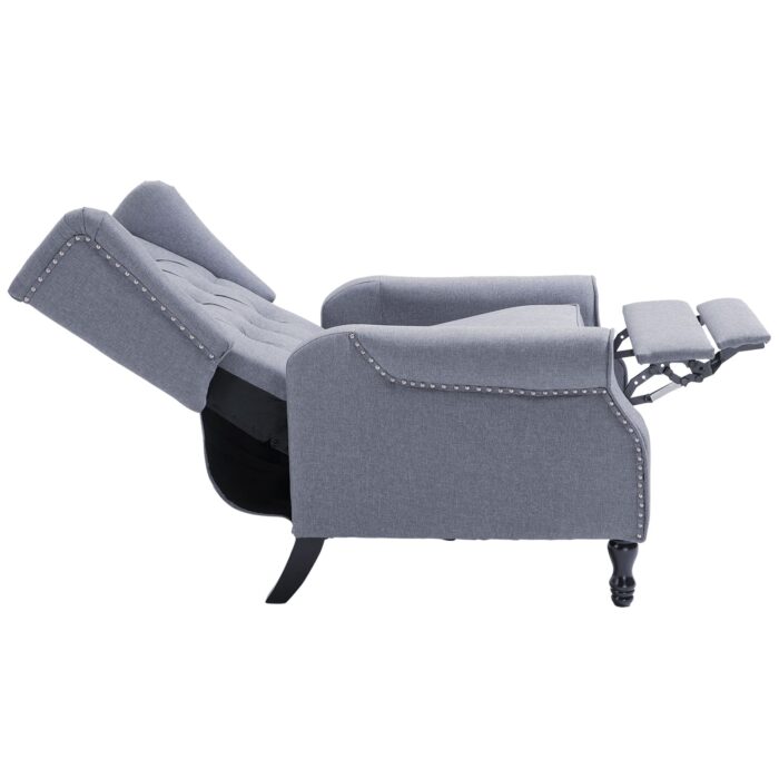 Homcom Recliner Armchair for Living Room Fabric Reclining Chair w/ Footrest Light Grey - Image 8