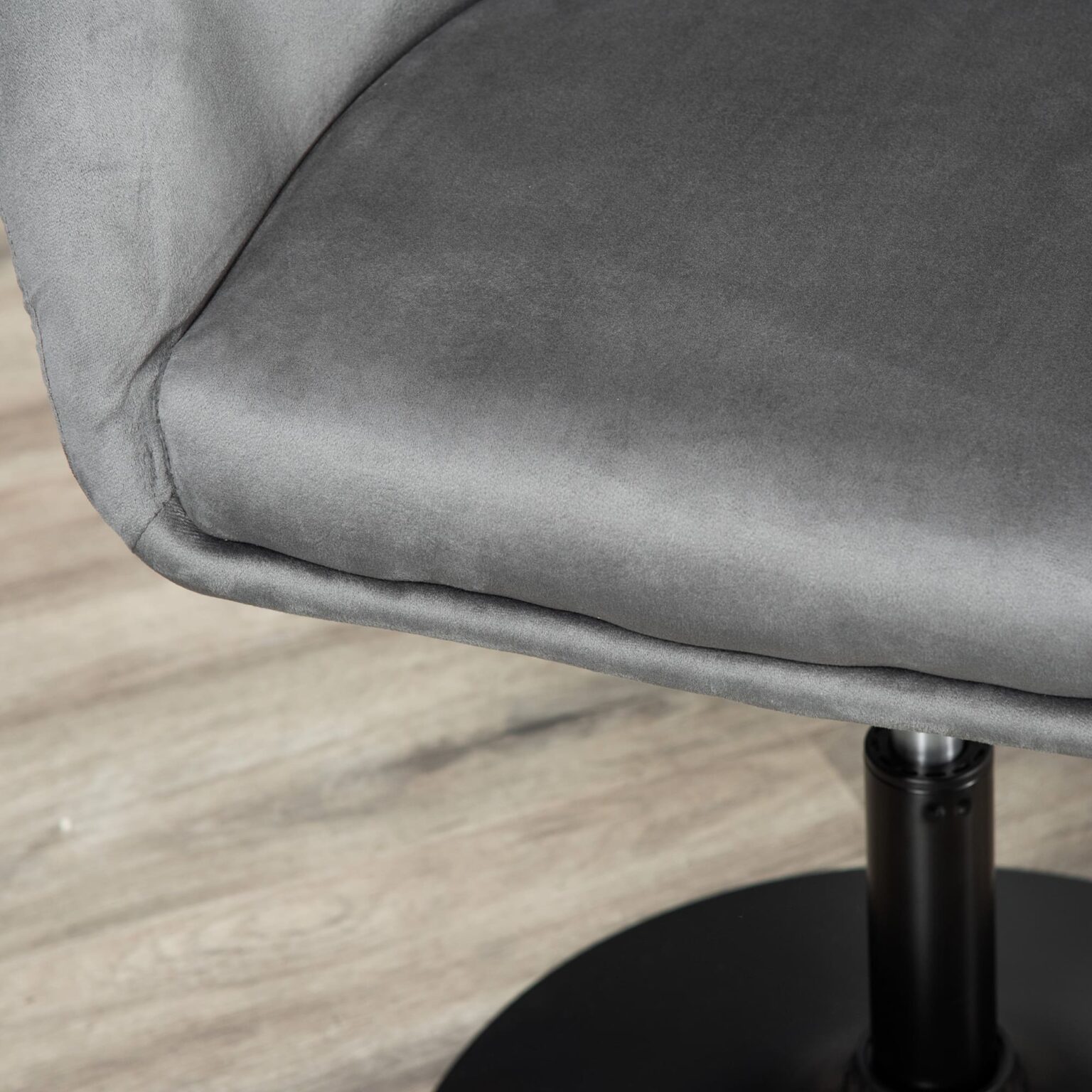 Close up of Grey Fabric on Homcom Swivel Bar Stool with Visible Stitching Details