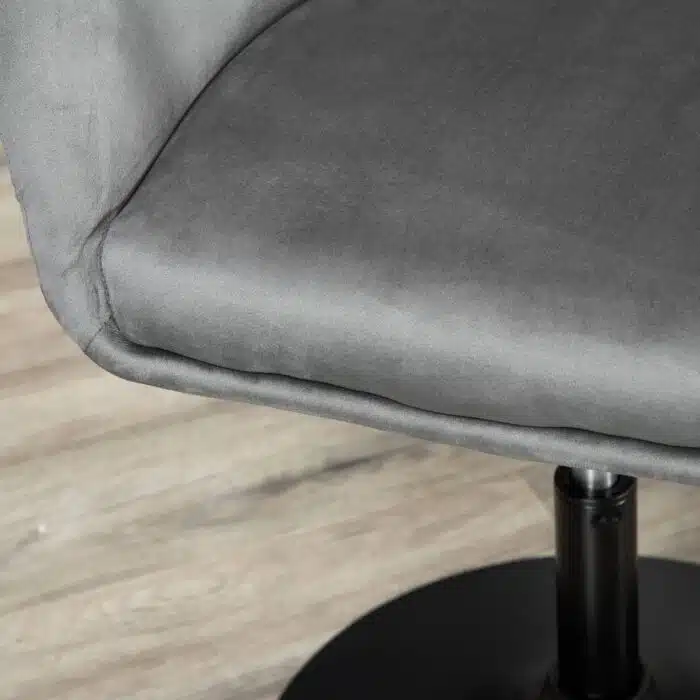 Close up of Grey Fabric on Homcom Swivel Bar Stool with Visible Stitching Details
