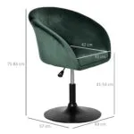 Homcom Green Fabric Swivel Bar Stool with Adjustable Height and Tub Seat Design Shown with Dimensions
