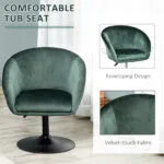 Green Homcom Swivel Bar Stool with Velvet touch Fabric Enveloping Tub Seat Design on a Sleek Black Base