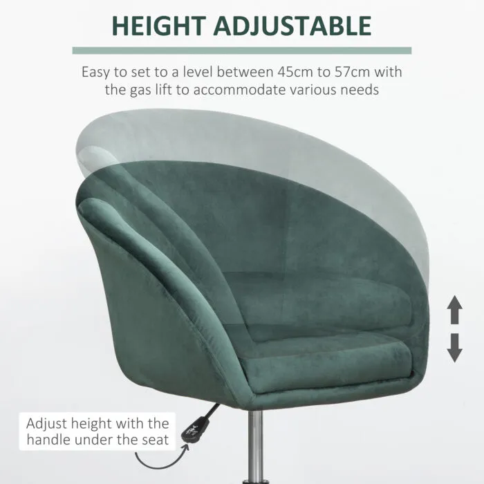 Green Homcom Swivel Bar Stool with Height Adjustable Seat and Fabric Upholstery