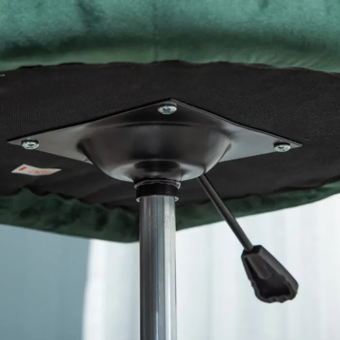 Underside View of a Homcom Swivel Bar Stool Showing the Seat Attachment and Height Adjustment Lever
