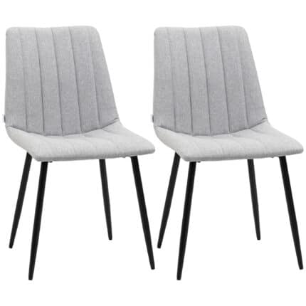Homcom Modern Dining Chairs Set of 2 with Linen-touch Upholstery and Steel Legs