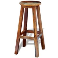 vidaXL bar stool made of solid reclaimed wood, showcasing natural color variations and rustic texture.