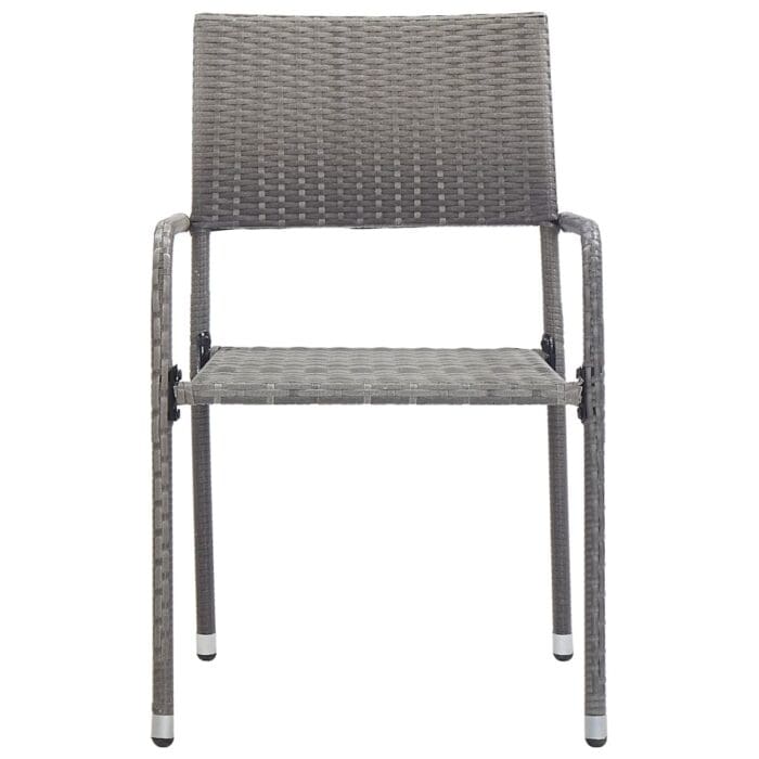 vidaXL Garden Dining Chairs 6 pcs Stackable Grey Poly Rattan - Image 3