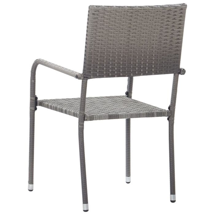 vidaXL Garden Dining Chairs 6 pcs Stackable Grey Poly Rattan - Image 5