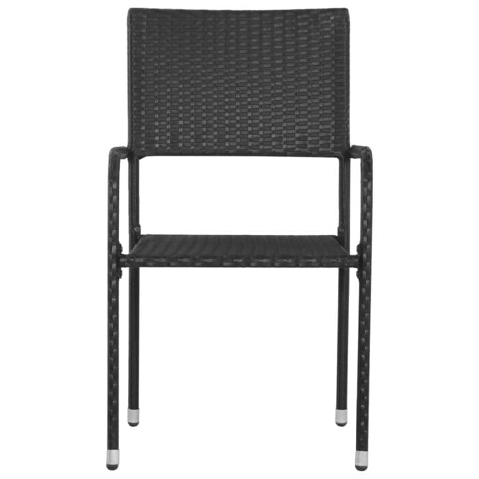 vidaXL Garden Dining Chairs 6 pcs Stackable Black Poly Rattan - Image 3