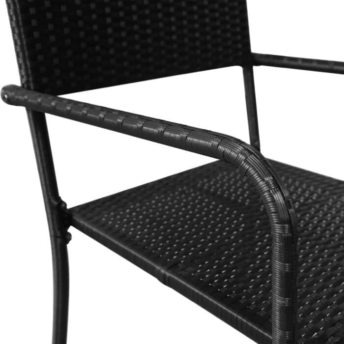 vidaXL Garden Dining Chairs 6 pcs Stackable Black Poly Rattan - Image 5