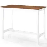 Vidaxl Bar Table with Solid Wood Top and White Legs No Stools Visible