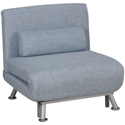 Homcom Single Folding 5 Position Convertible Sleeper Chair Sofa Bed Blue