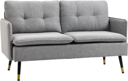 Homcom Modern Upholstered Two Seater Sofa for Bedroom Living Room Grey