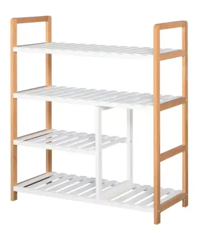 Homcom 4-Tier Shoe Rack Simple Home Storage Wood Frame Boot Compartment Home