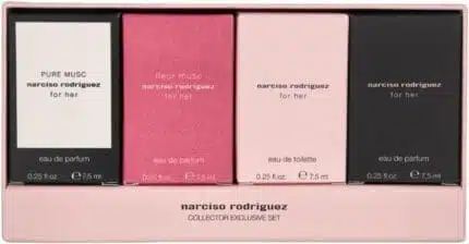 Narciso Rodriguez For Her Miniatures Gift Set 7.5ml EDT + 7.5ml EDP + 7.5ml Fleur Musc EDP + 7.5ml Pure Musc EDP