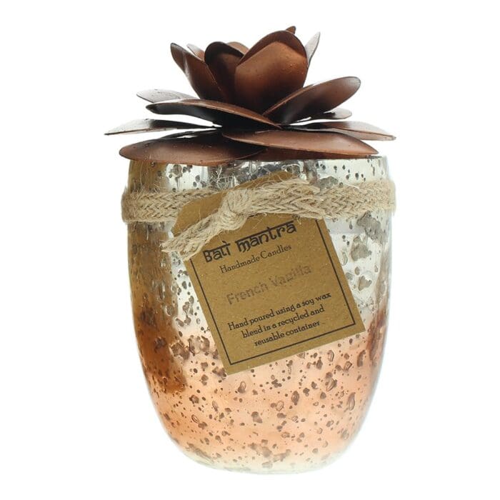 Bali Mantra Camellia Glass Copper Candle 500g - French Vanilla - Image 2