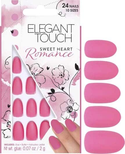 Elegant Touch Oval 24 False Nails with Glue - Sweet Heart Romance