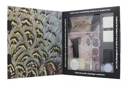 Ciate Feathered Manicure Ruffle My Feathers Gift Set 5ml Chincilla Nail Polish + 13ml Speed Coat Pro + Scissors + Nail File Block + Genuine Feathers