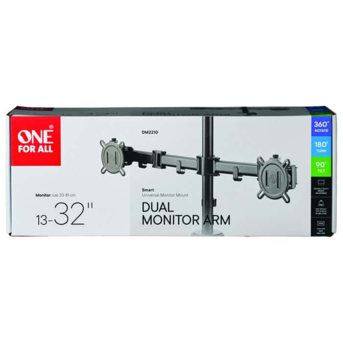 One For All DM2210 Smart Line Dual Monitor Mount - Black - Image 5